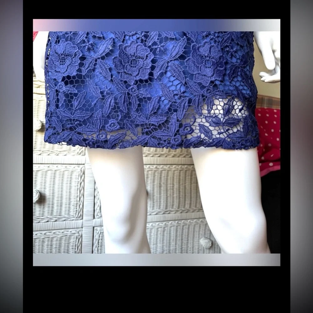 J. Crew Collection Lace Sheath Mini Dress Guipure Sheer in dark blue Size 0